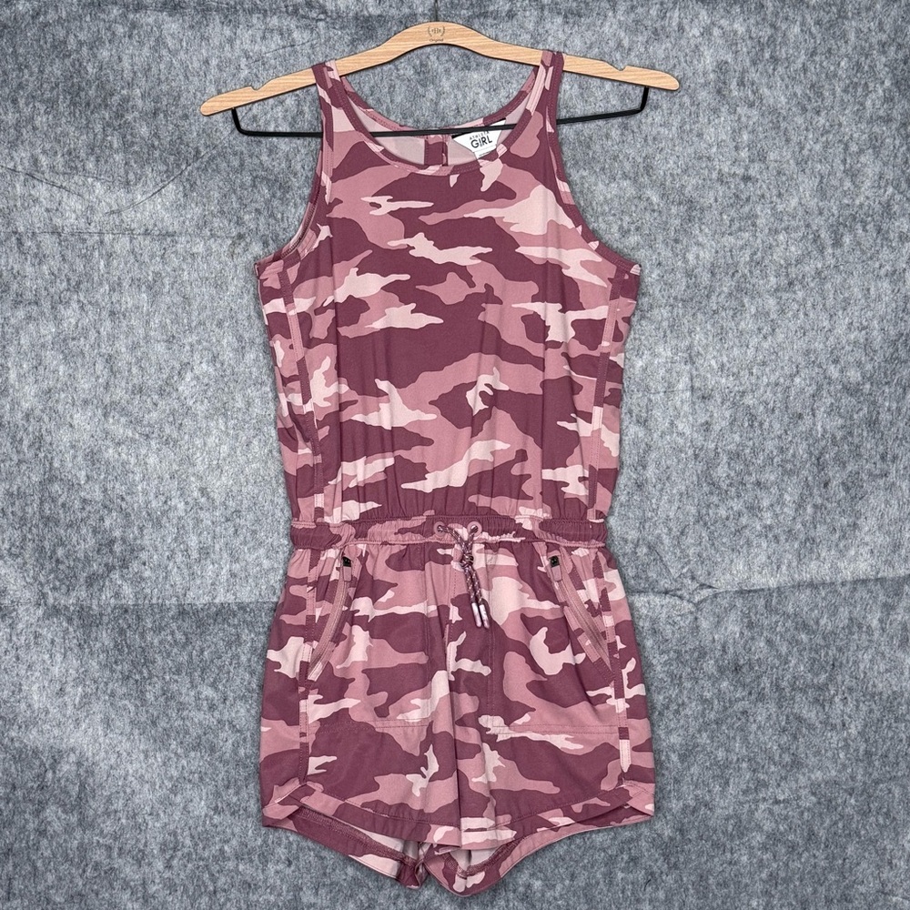 Athleta Girl Pink Camouflage On the Go Romper- Sz L‎ (12)